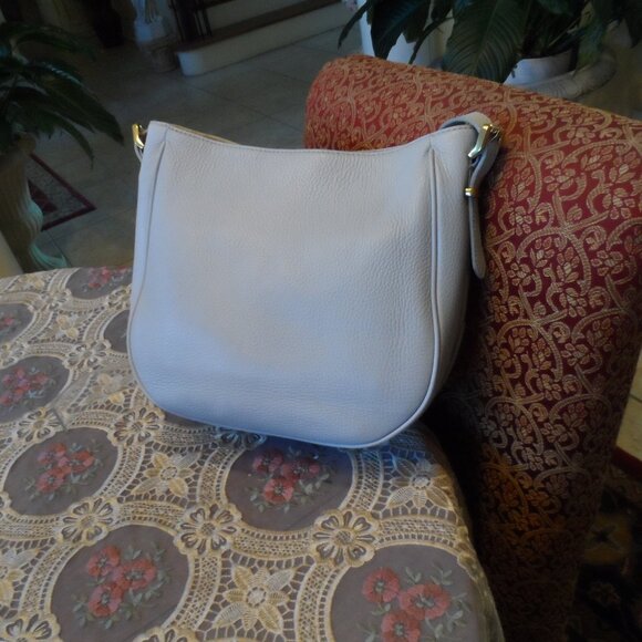 J. Crew Dove Gray Pebbled Leather Messenger Bag - Picture 2 of 16